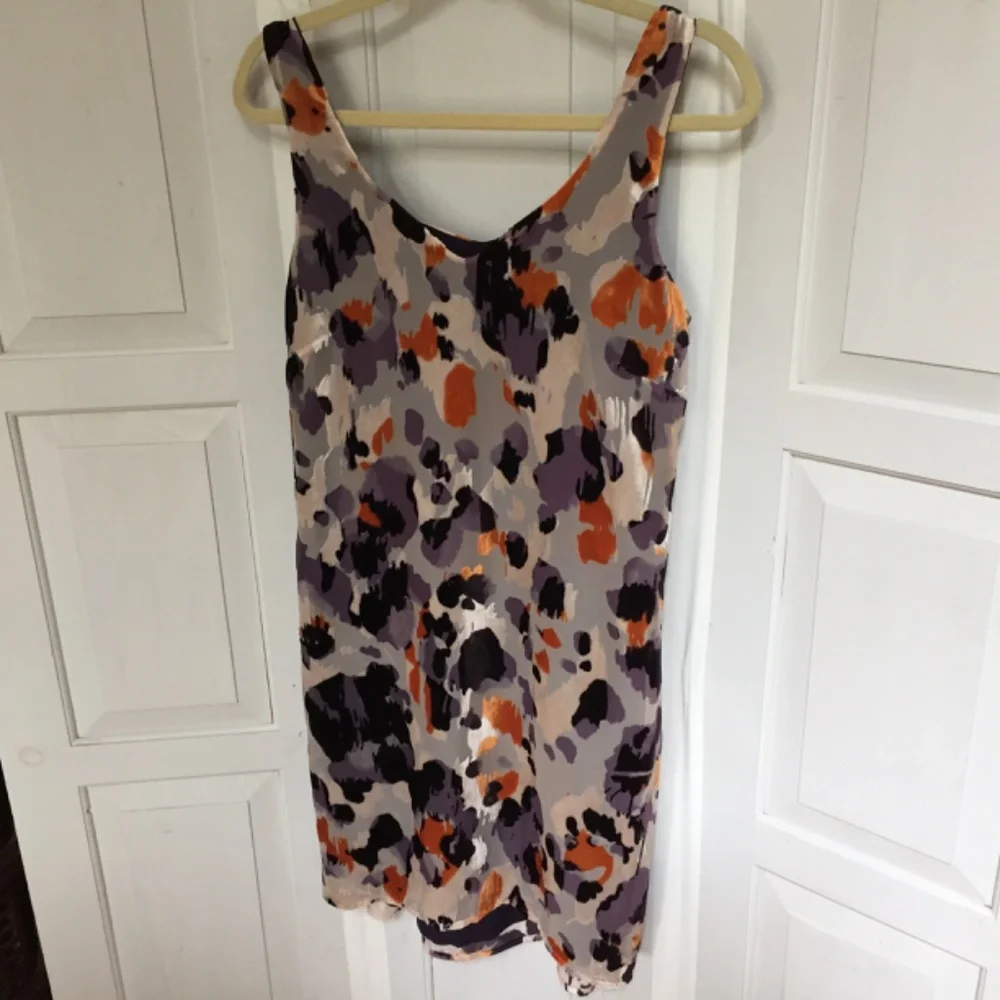 CAbi Gray, Purple and Orange Mini Dress